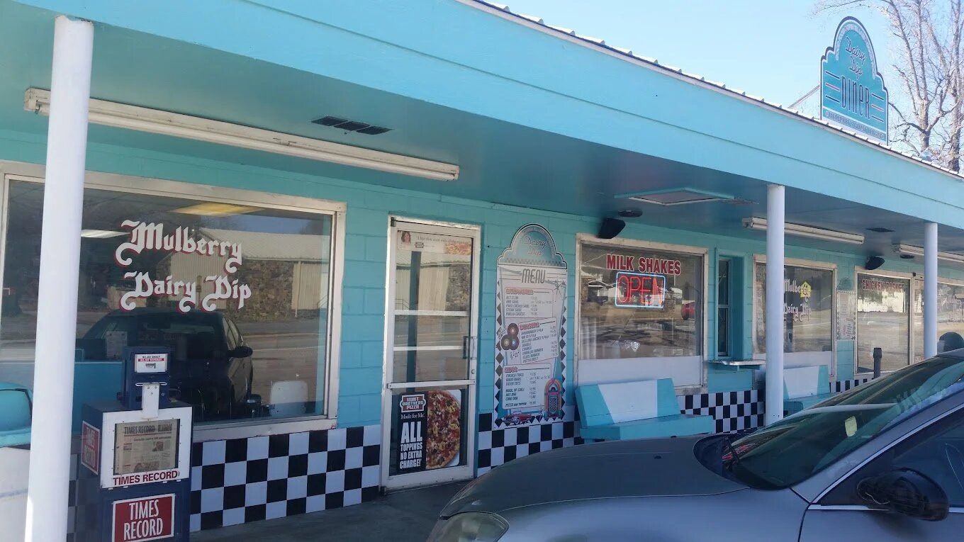 The original Mulberry Dairy Dip storefront with its checkerboard trim